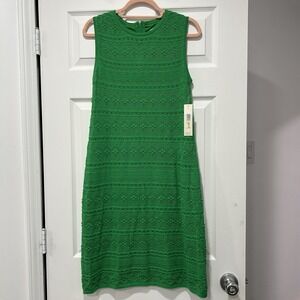 NWT!!! Eliza J Women's Size Medium 100% Cotton Sleeveless Green Midi Dress Lined